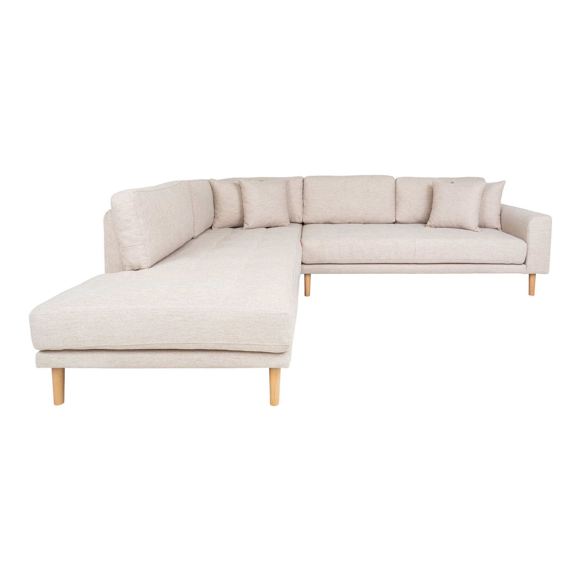 Lido – Ecksofa mit offenem Ende, linksbündig, schwarze Holzbeine, 92–220 × 257 × 76 cm